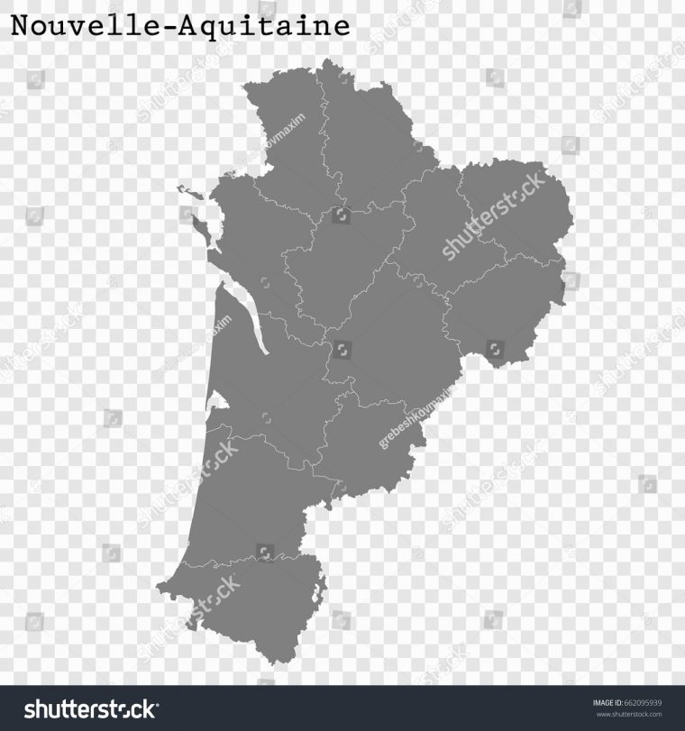 High Quality Map Nouvelleaquitaine Region France Stock Image avec Nouvelle Region France