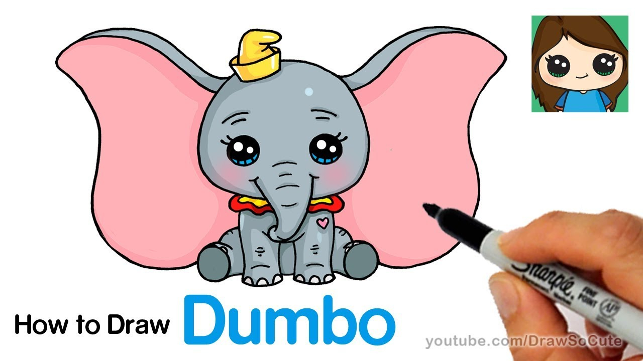 How To Draw Dumbo Easy And Cute dedans Dessin Dumbo