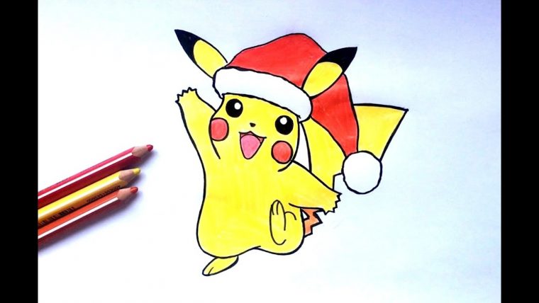 How To Draw Pikachu Christmas (Pokémon) concernant Dessin De Pikachu Facile