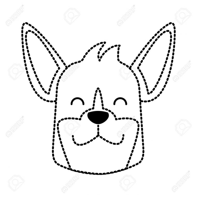 Icône De Dessin Animé Tête De Chien En Illustration De Ligne En Pointillé encequiconcerne Dessin En Pointillé