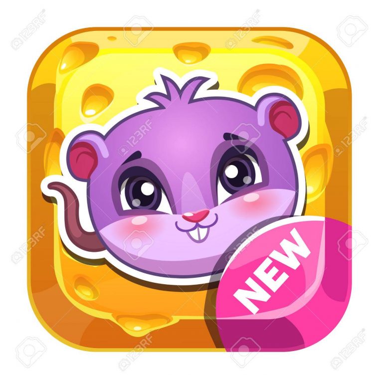 Icône De L'application Drôle Avec Petite Souris Mignonne De Bande Dessinée  Sur Le Fromage Fond, Jeu Actif Pour La Conception Gui intérieur Jeux De La Petite Souris