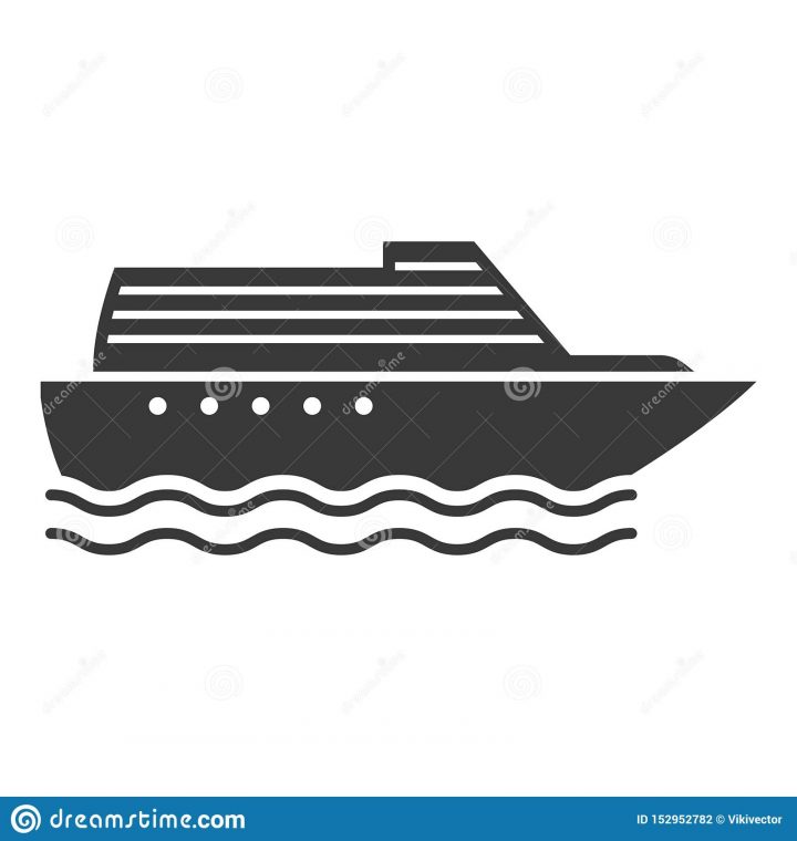 Icône De Noir De Bateau À Vapeur, Symbole De Navire Conduit à Paquebot Dessin