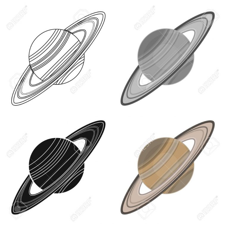 Icône De Saturne En Dessin Animé Isolé Sur Fond Blanc. Planètes Symbole  Illustration Vectorielle Stock. tout Saturne Dessin