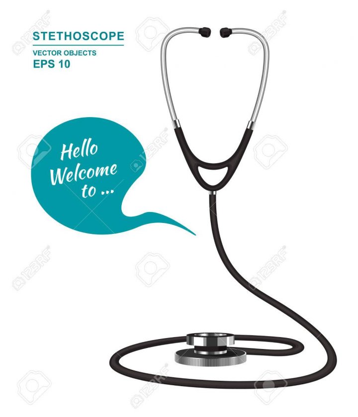 Illustration De Dessin Animé De Vecteur. Drôle De Consultant Médical.  Stéthoscope D'agent Sur Fond Blanc. Conseiller En Ambulance Du Centre  D'appel destiné Dessin Stéthoscope