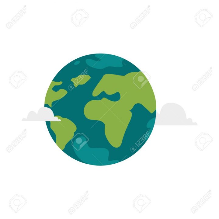 Illustration De Globe Plat Dessin Animé Vector Isolé Sur Fond Blanc.  Planète Terre Plate Avec Des Continents, Des Océans Et Des Nuages. Objet De serapportantà Image De La Terre Dessin