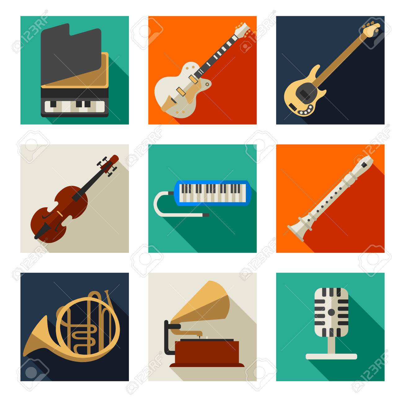 Illustration D&amp;#039;instruments De Musique Jeux D&amp;#039;icônes pour Jeu D Instruments 