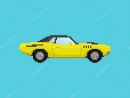 Illustration Of Yellow Sport Car In Pixel Art Style — Stock intérieur Voiture Pixel Art