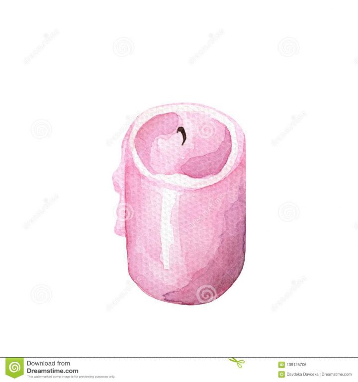 Illustration Rose D'aquarelle De Bougie Sur Le Fond Blanc avec Dessin Sur Bougie