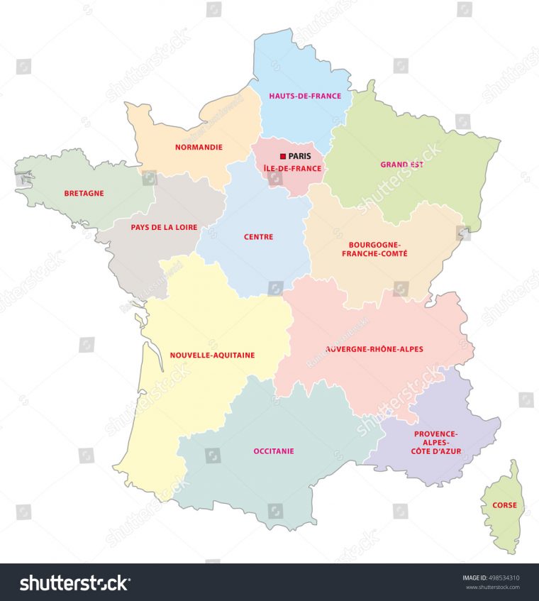 Image Vectorielle De Stock De Carte Administrative Des 13 destiné Carte Des Régions De France 2016