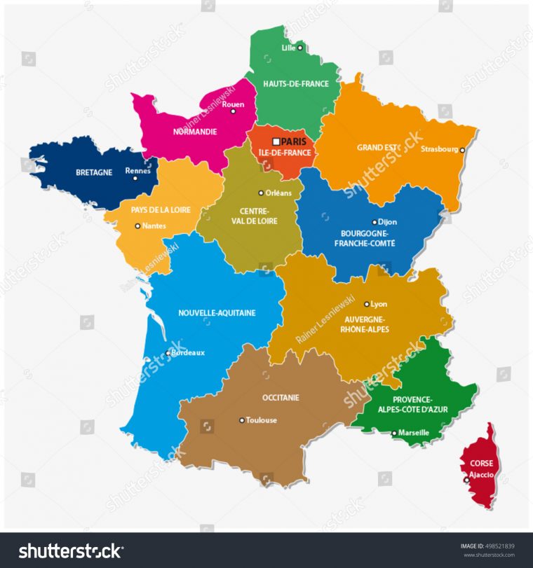 Image Vectorielle De Stock De Carte Administrative Des 13 intérieur Carte Des Régions De France 2016