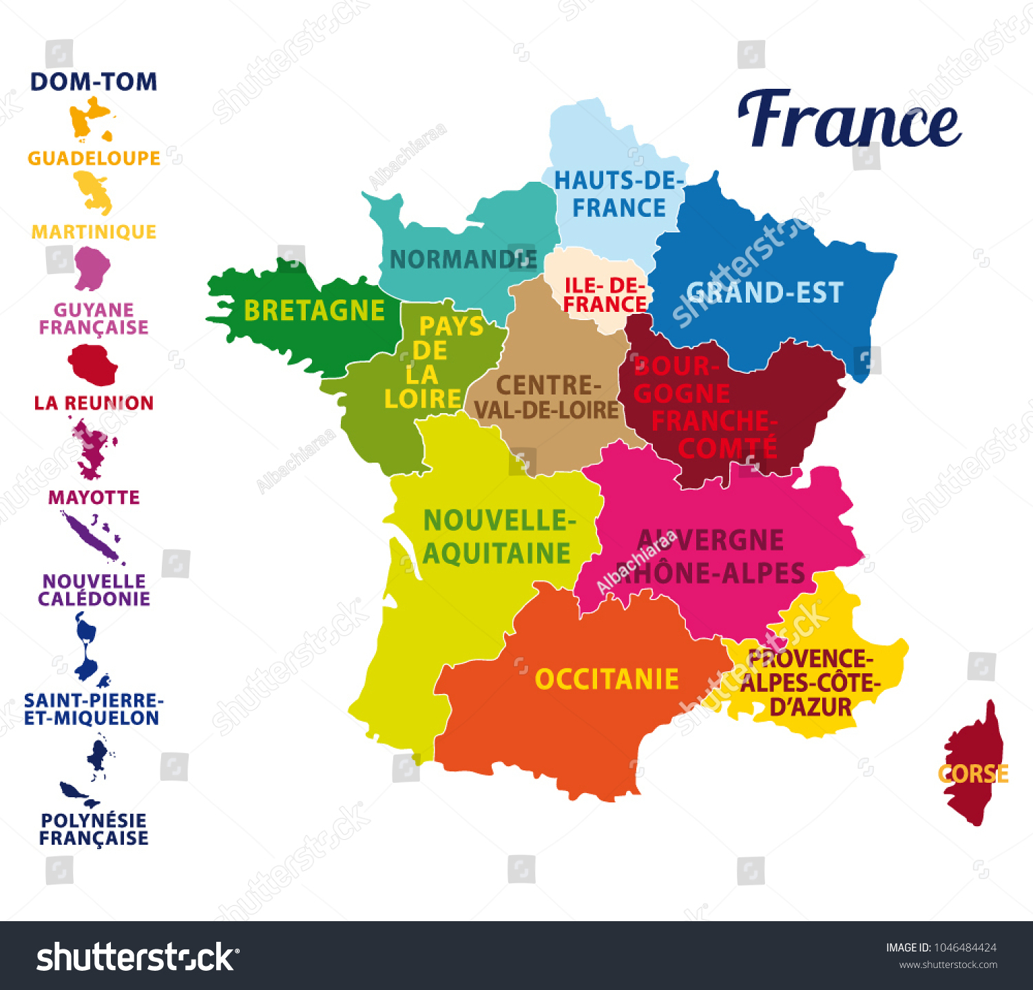 Image Vectorielle De Stock De Carte Colorée De La France dedans Carte Des Nouvelles Régions En France