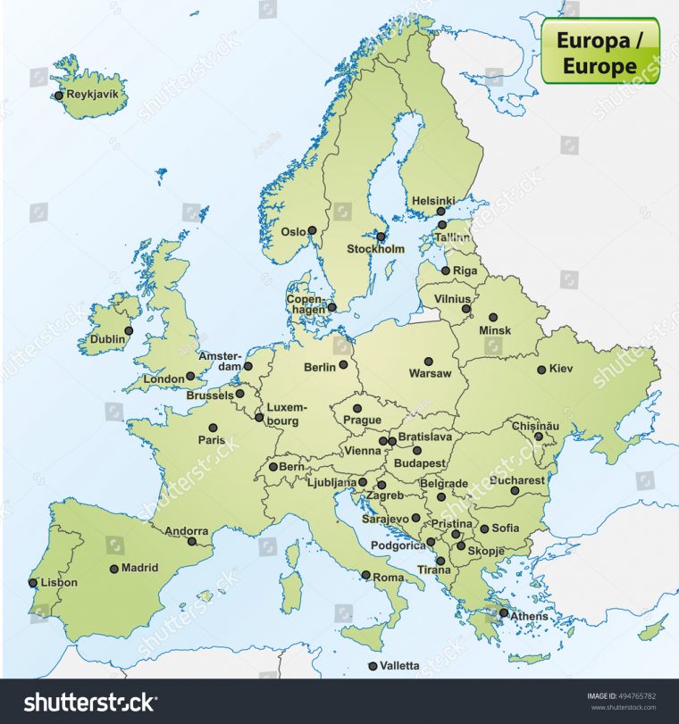 Image Vectorielle De Stock De Carte De L'europe Avec Les avec Carte Europe Avec Capitales