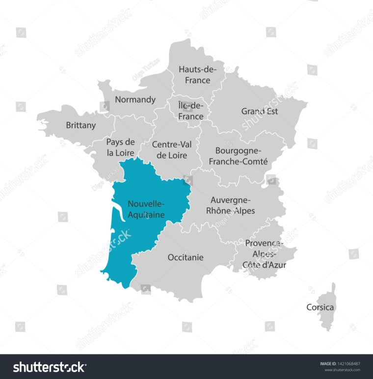 Image Vectorielle De Stock De Image Vectorielle Isolée à Nouvelle Carte Des Régions De France