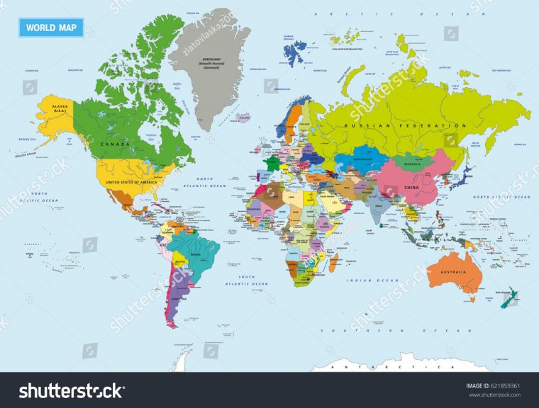 Image Vectorielle De Stock De Nouvelle Carte Politique Du tout Carte Du Monde Avec Capitale