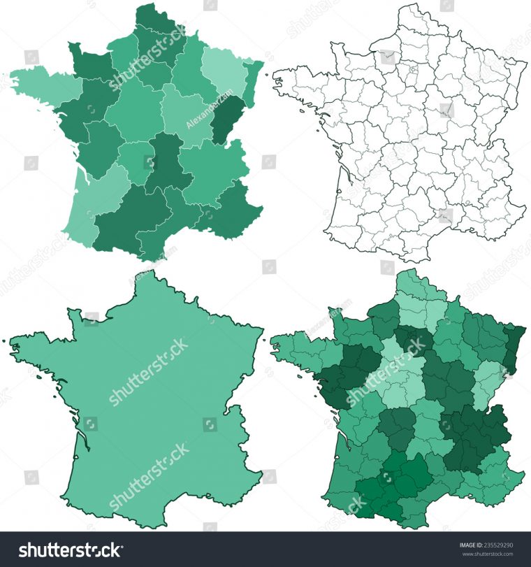 Image Vectorielle De Stock De Silhouette Carte Ensemble De intérieur Plan De France Avec Departement