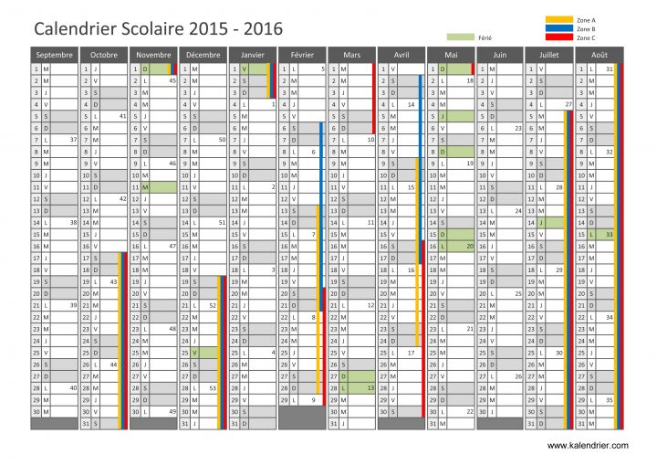 Imprimer Calendrier 2016 Gratuitement – Pdf, Xls Et Jpg destiné Calendrier 2018 Avec Jours Fériés Vacances Scolaires À Imprimer