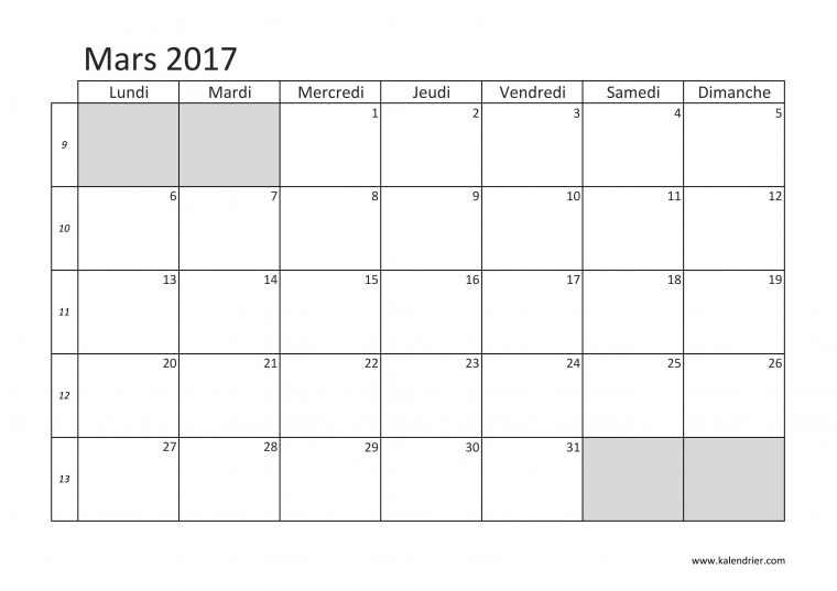 Imprimer Calendrier 2017 Gratuitement – Pdf, Xls Et Jpg avec Calendrier 2017 En Ligne