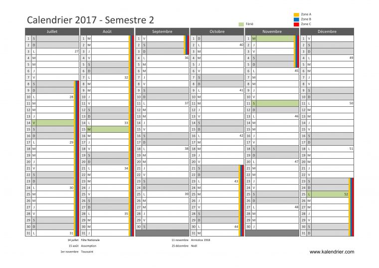 Imprimer Calendrier 2017 Gratuitement – Pdf, Xls Et Jpg pour Calendrier 2018 À Imprimer Avec Vacances Scolaires