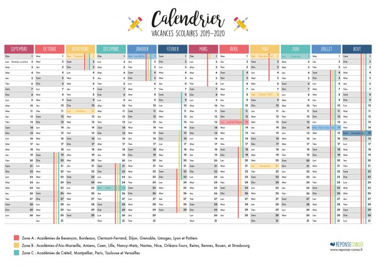 Imprimer Le Calendrier Scolaire Et Des Jours Fériés 2019 à Calendrier 2019 Avec Jours Fériés Vacances Scolaires