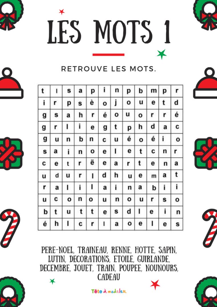 Imprimer Le Jeu De Mots Cachés Des Mots De Noël- Soutien à Jeux Mots Mélés Gratuits