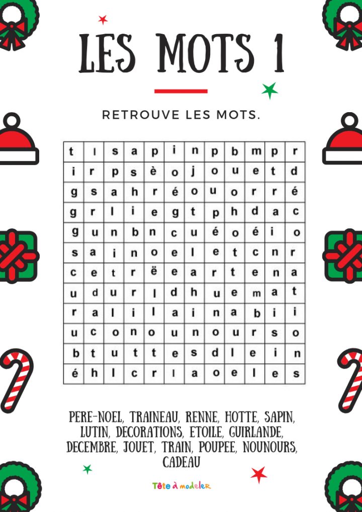 Imprimer Le Jeu De Mots Cachés Des Mots De Noël- Soutien intérieur Mots Croisés Gratuits À Imprimer