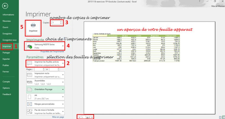 Imprimer Une Feuille Excel | Cours.fr destiné Feuille Lignée A Imprimer