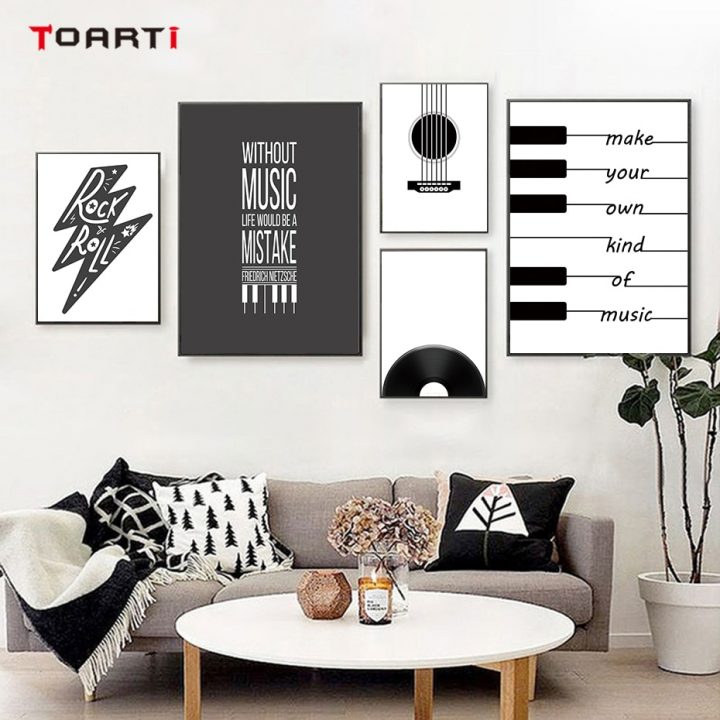 Instrument De Musique Affiche Imprimer Acoustique Guitare Xylophone Musical  Note Art Mural Peinture Pour Salle De Musique Décoration Mural Pour Maison pour Image Instrument De Musique À Imprimer