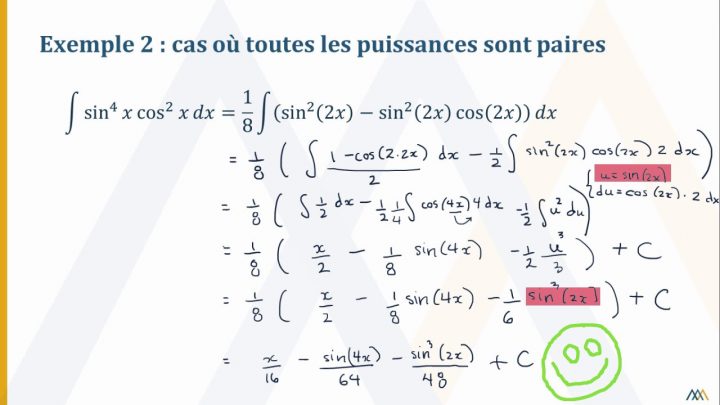 Intégration De Puissances De Sinus Et Cosinus pour Puissance 4 A Deux