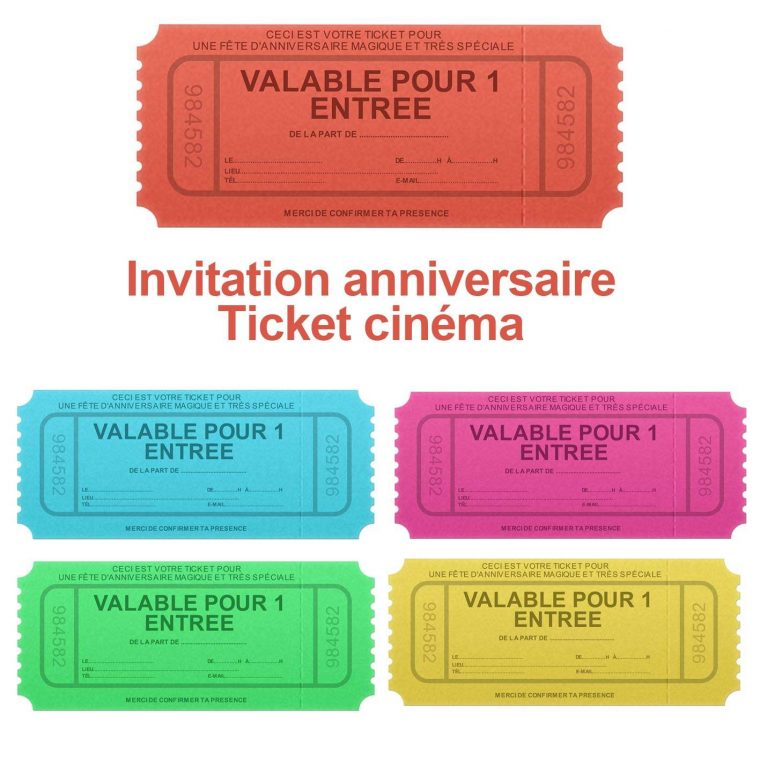 Invitation Anniversaire Faux Ticket De Cinéma | 123Cartes à Faux Billet A Imprimer