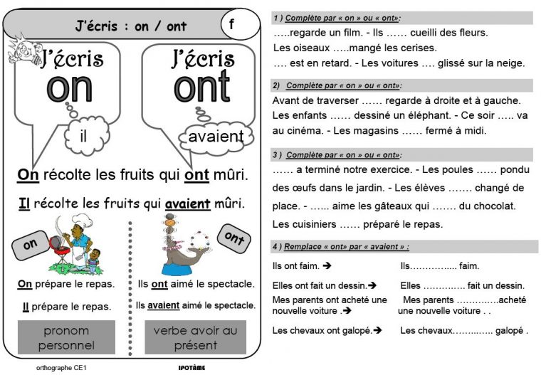 Ipotâme Tâme Ce1 Orthographe Exercices Et Leçons Destiné Cours Ce1