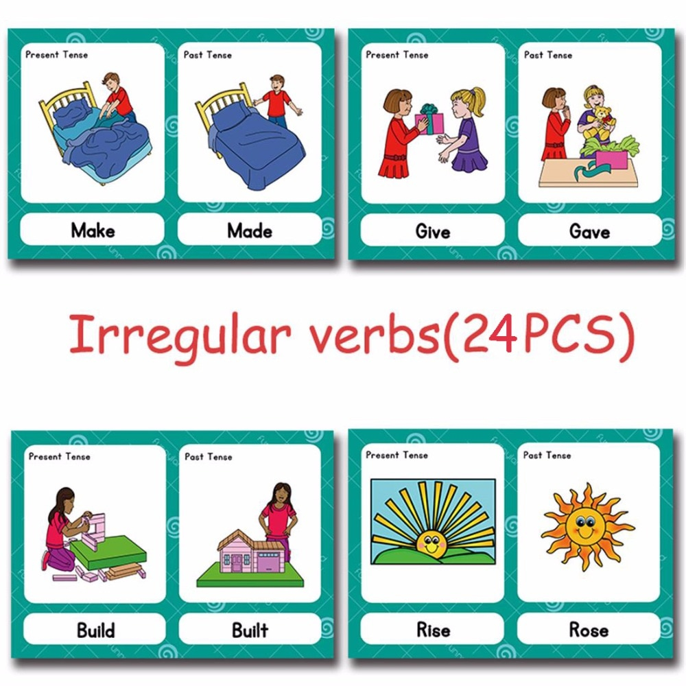 Irrégulière Verbes Anglais Mot Carte Flashcards Jeux Puzzle pour Mot Pour Enfant 