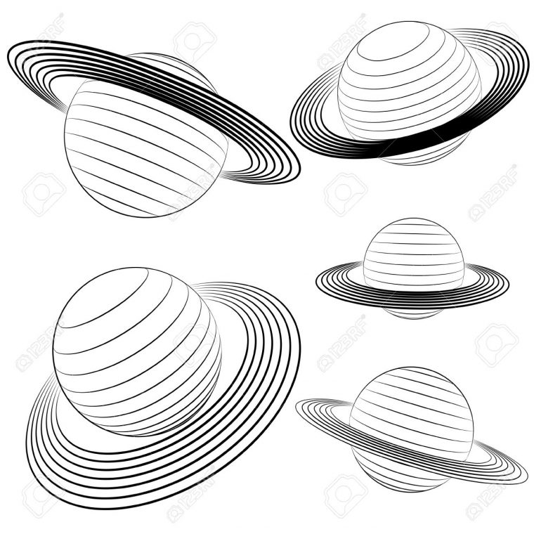 Isolé Planète Saturne Dessin Au Trait Paquet Illustration destiné Saturne Dessin