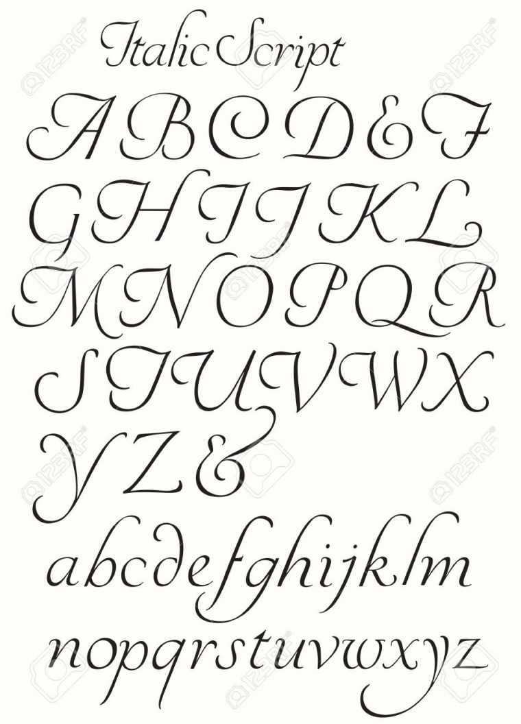 Italic Script Alphabet Capitals And Small Letters. Decorative.. pour Alphabet Script Minuscule