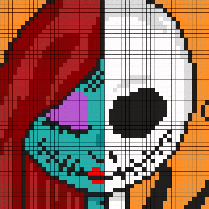 Jack And Sally 2 Halves For Square By Maninthebook On Kandi concernant Dessin Pixel Noel