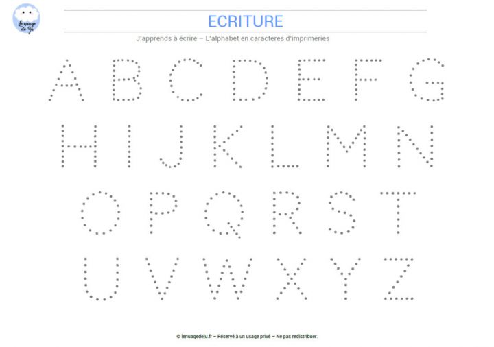 J'apprends À Écrire L'alphabet En Pointillés – Le Nuage De Ju intérieur Apprendre A Écrire L Alphabet