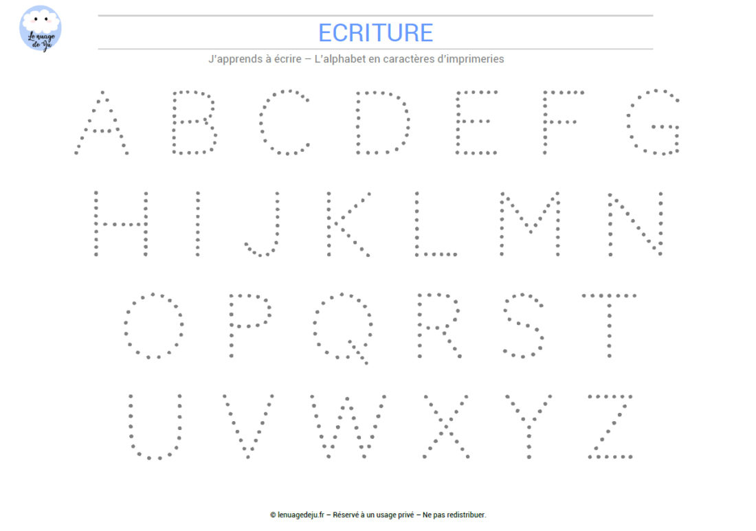 J'apprends À Écrire L'alphabet En Pointillés - Le Nuage De Ju intérieur Apprendre A Écrire L Alphabet