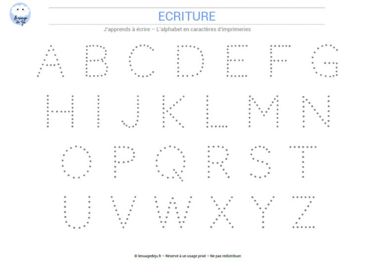 J'apprends À Écrire L'alphabet En Pointillés – Le Nuage De Ju pour Apprendre À Écrire L Alphabet