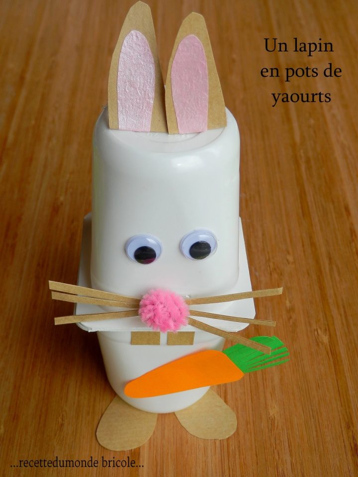 Je Bricole Avec Des Pots De Yaourts Un Lapin – Enfant Bébé tout Activité Manuelle Enfant 4 Ans