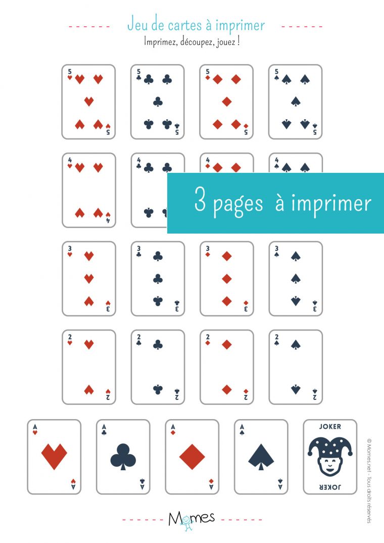 Jeu De 54 Cartes À Imprimer – Momes concernant Découpage Gratuit À Imprimer