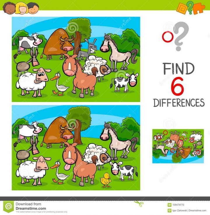 Jeu De Différences Avec Des Caractères D'animal De Ferme encequiconcerne Jeux D Animaux De La Ferme