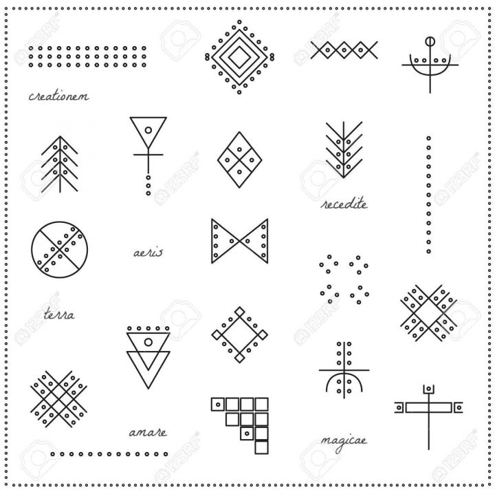 Jeu De Formes Géométriques. Trendy Icônes Hipster Et Logotypes. Religion,  La Philosophie, La Spiritualité, La Collecte Des Symboles De L'occultisme. destiné Jeu De Forme Géométrique