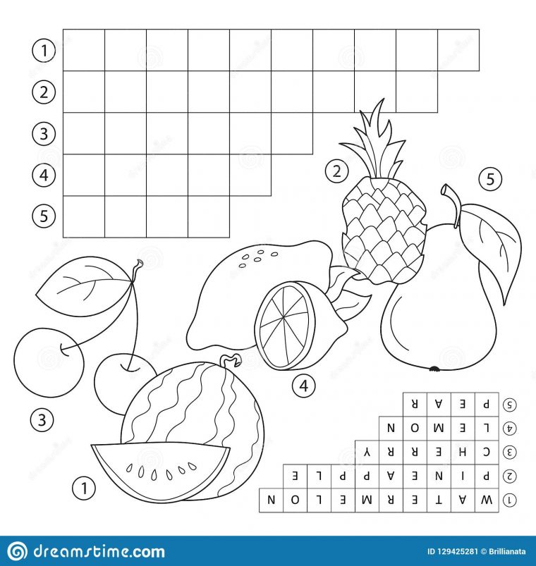 Jeu De Jeu De Mots Croisé Avec Des Fruits Page Éducative pour Jeux De Mots Enfants