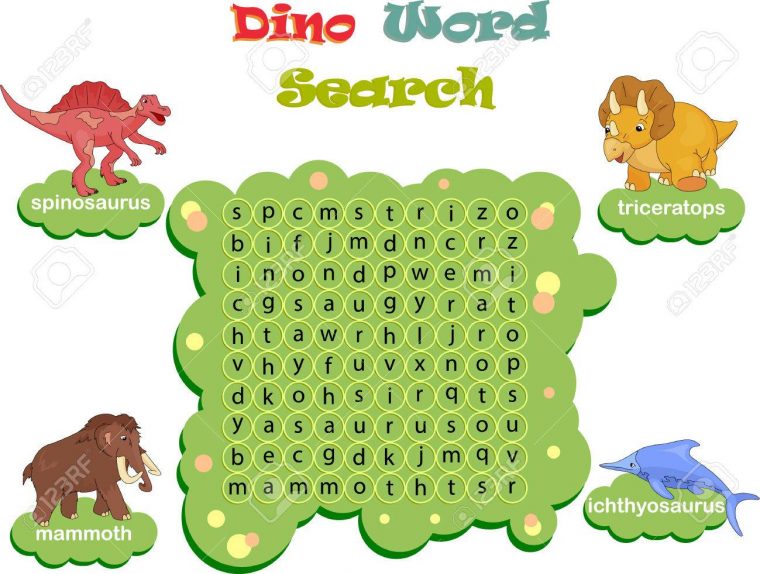 Jeu De Logique Pour Apprendre L'anglais. Trouver Les Mots De Dino Cachés  Par Des Lignes Verticales Ou Horizontales pour Jeu De Mot En Anglais