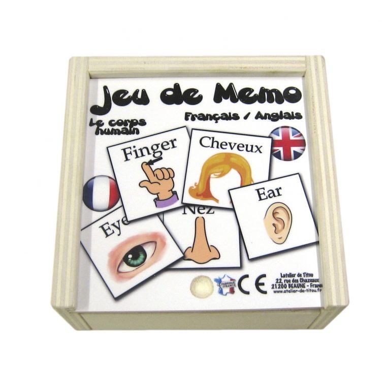 Jeu De Mémo En Bois Bilingue – Le Corps Humain Jeu De Mémo avec Jeux En Anglais A Imprimer