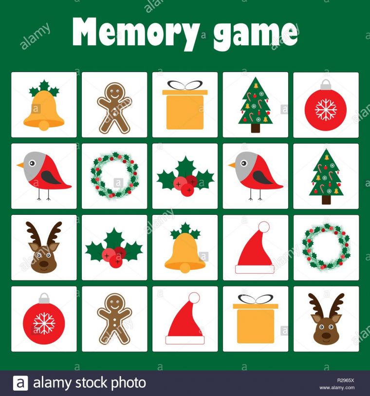 Jeu De Mémoire Avec Des Images – Thème De Noël Pour Les destiné Jeux De Memory Pour Enfants