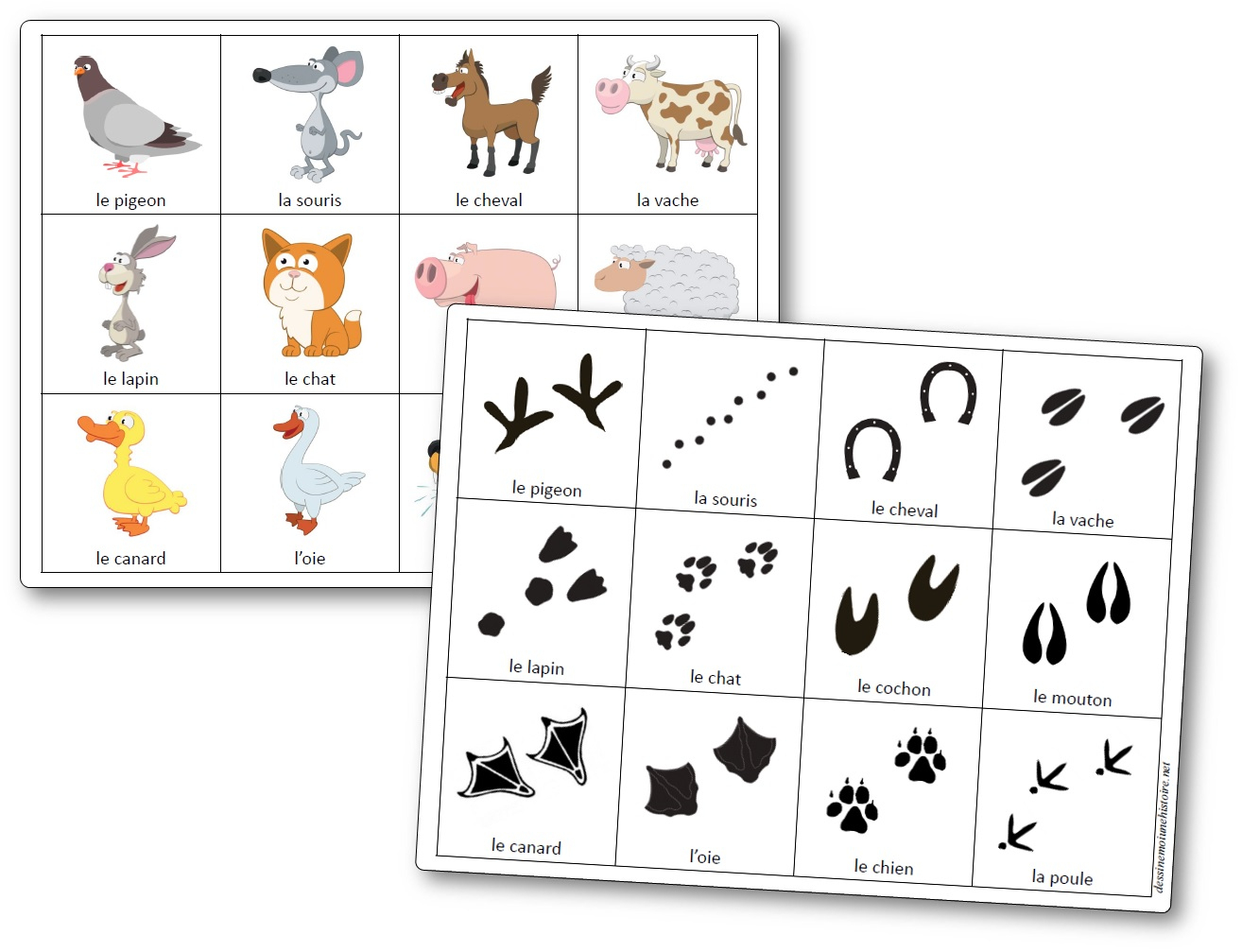 Jeu De Mémoire Des Empreintes D&amp;#039;animaux De La Ferme - Jeu avec Apprendre Le Nom Des Animaux 