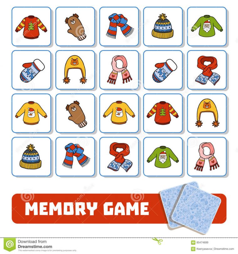 Jeu De Mémoire Pour Les Enfants, Cartes Avec Des Accessoires à Jeux Memoire Enfant