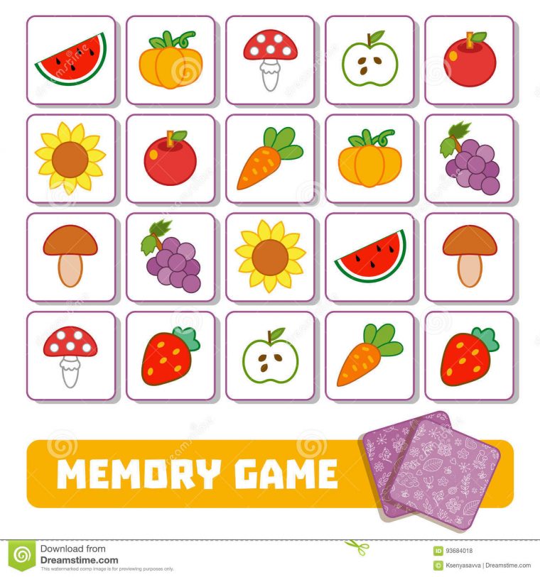 Jeu De Mémoire Pour Les Enfants, Cartes Avec Des Fruits Et avec Jeux De Memoire Pour Enfant