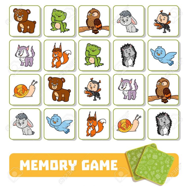 Jeu De Mémoire Pour Les Enfants D'âge Préscolaire, Des Cartes Vectorielles  Avec Animaux De La Forêt encequiconcerne Jeux De Memoire Pour Enfant