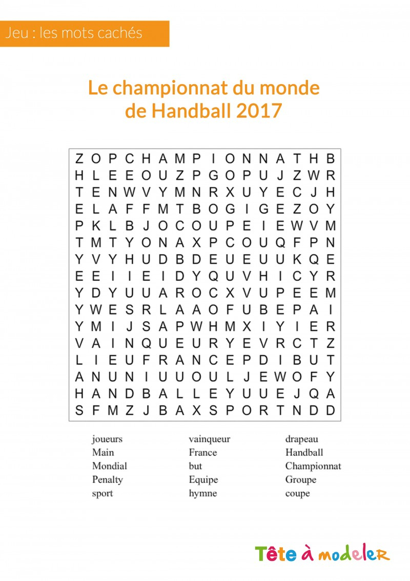 Jeu De Mots Cachés - Championnat Du Monde De Handball serapportantà Mots Fleches Enfants